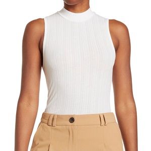 VINCE WHITE MOCK NECK RIBBED TANK TOP